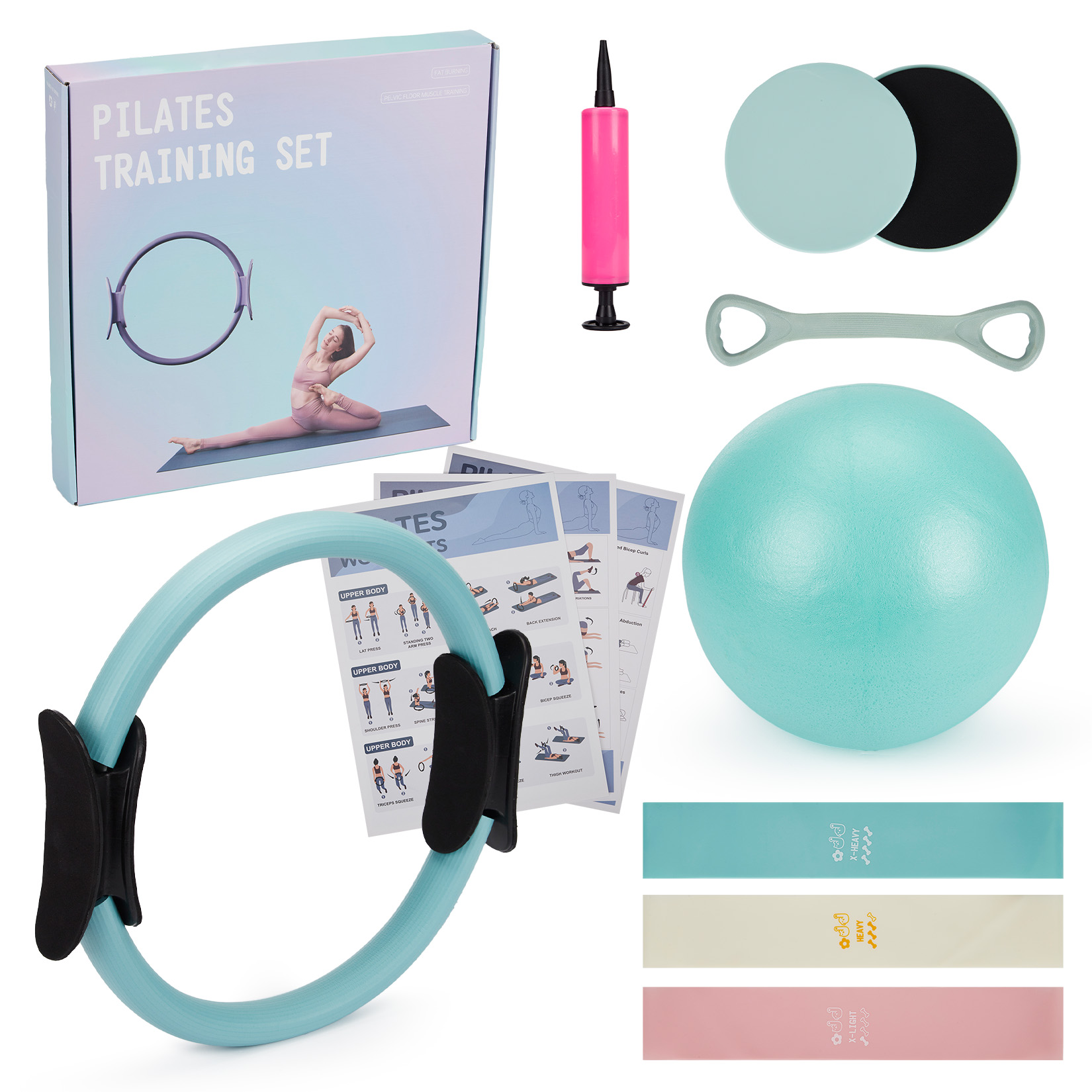 Pilates Ball Mini - Pilates Training Set, 6-in-1 Pilates Ring,