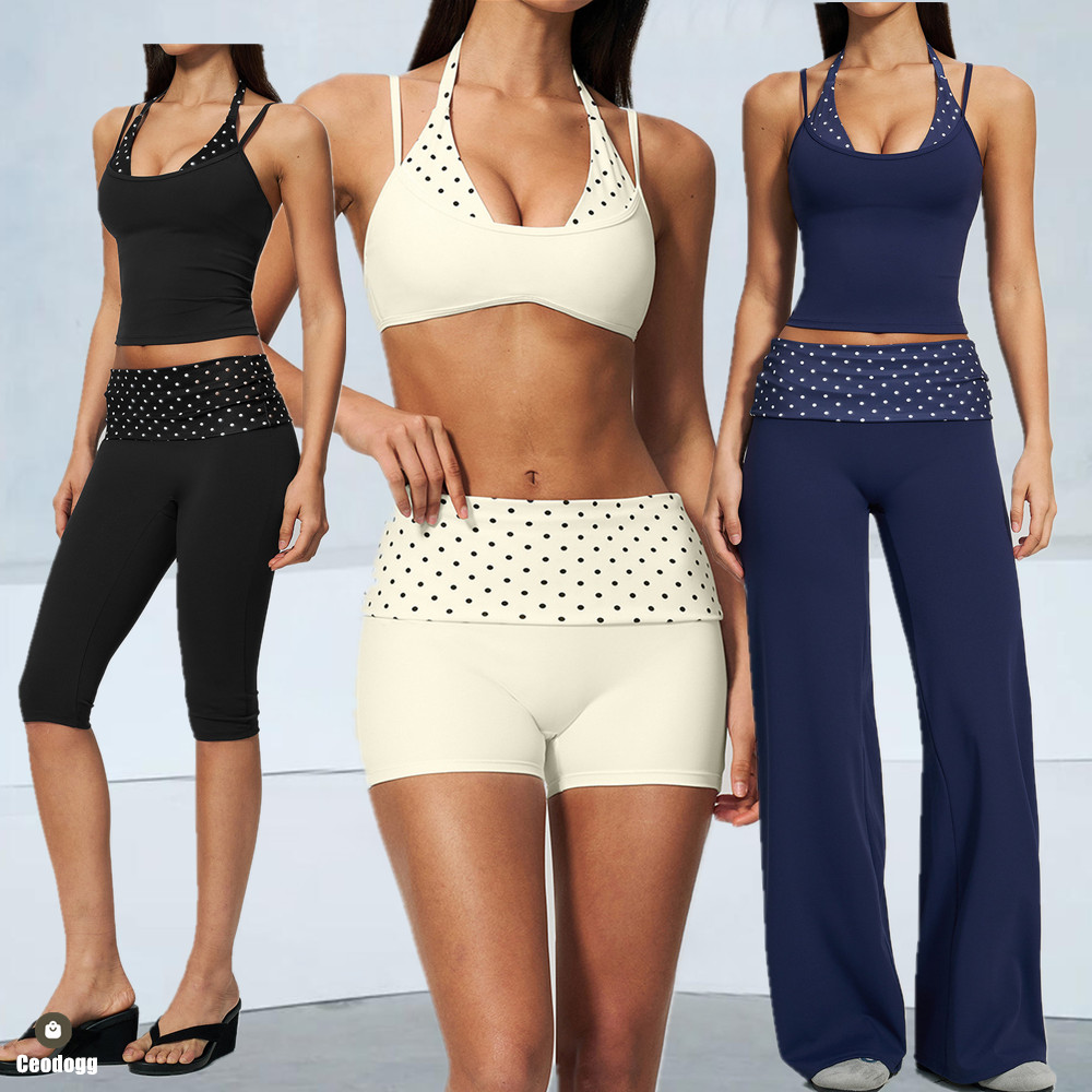 Polka Dot Women Strap Halter Y - Pilates Yoga Wrap Top review and price